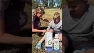 PuraFlex OmniRelief Spray Instantly Relieved Sarahs Sons Leg Injury Pain in Seconds [upl. by Svirad]