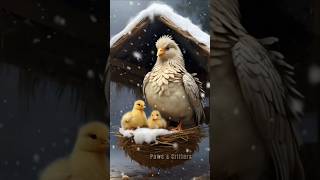 Warbler Shields Her Chicks From The Snow  rain warblersbirds mother  hoodedwarblerbirdsshorts [upl. by Song361]