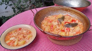 CATAPLANA DE ARROZ CON BACALAO Y PATATAS [upl. by Adav]