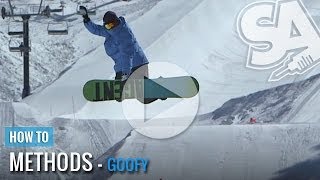 How to Method Grab on a Snowboard  Goofy Methods Trick Tip [upl. by Tamar]