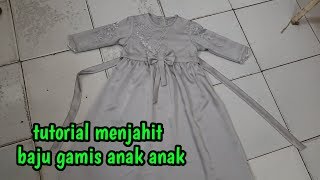 cara menjahit baju gamis anak anak bahan brokat [upl. by Baxie]