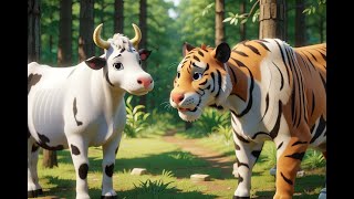 The Cows and A Tiger  Moral Stories for Kids  GoodNight Tales [upl. by Ymled]