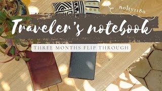 Travelers notebook brown passport amp nolty 1180 combo  Plan with me  Three months flip through [upl. by Nahbois947]