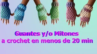 Guantes  mitones a crochet  en punto puff en 20 minutos [upl. by Ynnaj]