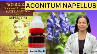 Aconite napellus homeopathic mother tincture from boerikes materia medica in Hindi [upl. by Naihr]