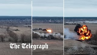 Russian helicopter shot down over Ukraine [upl. by Durnan246]