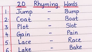 Rhyming words in English Rhyming words for kids Learn and Read Rhyming words Rhyming words for ukg [upl. by Annette]