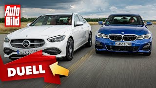 Mercedes CKlasse vs BMW 3er 2021  Das Duell der Limousinen mit Dennis Petermann [upl. by Ahsiekel150]