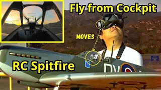 Fly RC Plane from Cockpit View Using Head Tracking FPV  Flightline Spitfire 16M [upl. by Karlyn]