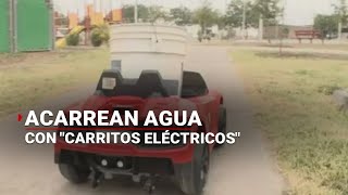 ¡AGUA A DOMICILIO Con carrito a control remoto abastecen de agua sus hogares en Nuevo León [upl. by Bubb]