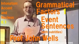 Prof John C WellsIntonation Accent and Nucleus61Event SentencesUCL Summer Course 1995 [upl. by Sakram968]