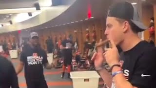 Joe burrow does the get the gat dance as he and his other Bengals teammates celebrate division win [upl. by Leticia630]