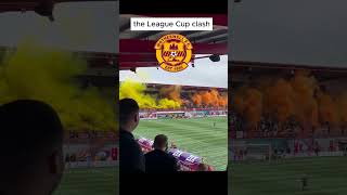 Motherwell Fans Pyros Before the League Cup Clash at Clyde motherwellfc footballshorts [upl. by Arte]