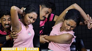 Girl Received Body Massage amp Crunchy Cracks  Head Massage  Back Massage  Neck Cracking  ASMR [upl. by Kiernan]