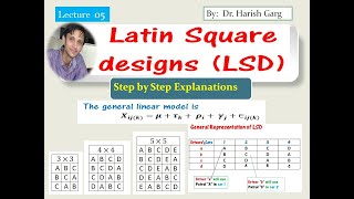 Lecture 05 Latin Square Design LSD  ANOVA Model [upl. by Nere680]