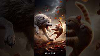 Cat Vs Wolf cat cutecat kitten funny shorts [upl. by Eiuqnimod]