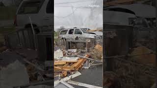 Tornadoes in the Midwest Storm damage in Winchester Indiana seen morning after shorts [upl. by Irama]