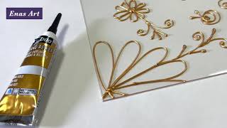 GLASS PAINTING LESSON  Painting  Amazing Outlining Using Pebeo Gold Outliner [upl. by Tremayne]