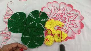 crochet 🧶 flower designthaalpos banana sikhe gate parda design woolen flower design banaen [upl. by Susanne738]