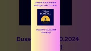 Central Government Holidays 2024 October  Government Holiday List 2024 shortsviral [upl. by Fabrice]