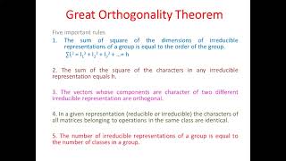 Great Orthogonality Theorem GOT Lecture 5 [upl. by Calloway]