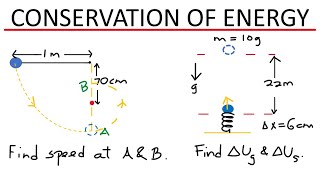 Conservation of energy review problems  Physics [upl. by Ahouh]