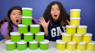 FIX THIS 50 POUND BUCKET OF STORE BOUGHT SLIME CHALLENGE GREEN VS YELLOW [upl. by Godiva505]