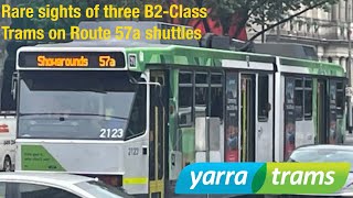 Rare sights of three B2Class Trams on Route 57a shuttles [upl. by Ayyn]