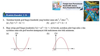 KSSM Matematik Tingkatan 4 Bab 1 Fungsi dan persamaan kuadratik dalam praktis kendiri 11b no1 no2 [upl. by Ilke]