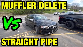 Audi S4S5 42L V8 MUFFLER DELETE Vs STRAIGHT PIPE [upl. by Nanoc]