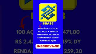 ✅️100 AÇÕES DO BANCO DO BRASIL BBAS3 QUANTO RENDEM💰 investimentos dividendos ações bbas3 shorts [upl. by Kenna993]