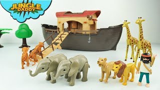 NOAHS ARK Playmobil Playset  Safari animal toys in ship boat ocean for kids [upl. by Nosemaj]