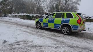 Cars slipping sliding and crashing in heavy snow in Gloucestershire [upl. by Mainis863]