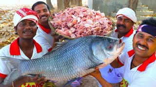 Big size Katla fish Kalia amp Chicken Curry cooking for village people  villfood Kitchen [upl. by Cowan]