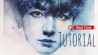 Watercolor TutorialBTS drawing수채화 따라하기정국그리기 [upl. by Eulalia]