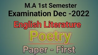 English Literature MA First Semester Examination Paper Regular 2022 Poetry englishliterature [upl. by Shelbi]