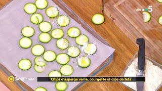 Coup dfood  Chips dasperge verte courgette et dips de féta [upl. by Eihcra]