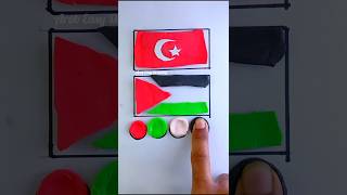 رسمت أعلام الدول العربية كلها💪😁 رسم علم السعودية 🇸🇦 رسم palestine السعودية art makeup turkey [upl. by Nymzaj]