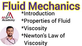 Fluid Mechanics Module 1  Basic Concept  Fluid Properties  Viscosity  Part 1  VTU FM  4th Sem [upl. by Cirdes]