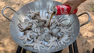 Tasty Fried Octopus with Coca Cola  Octopus Recipe Cooking in Village [upl. by Carrie775]