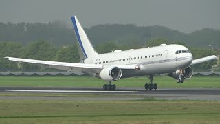 Aramco Boeing 767200 Landing amp Take Off Rotterdam Airport [upl. by Cirdla]