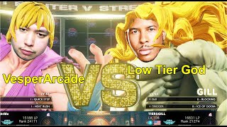 Street Fighter 5  LTG Low Tier God Gill ragequits amp blacklists VesperArcade Ken [upl. by Ayenat970]