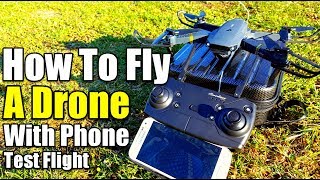 Eachine E58 How To Fly Drone With Phone UFO App Test Flight Review [upl. by Nebe]