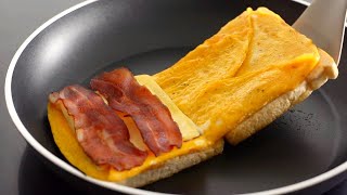 BREAKFAST EGG SANDWICH HACK  Crispy One Pan Egg Toast [upl. by Zorah]