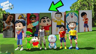 GTA 5  Franklin Shinchan Shiva Doraemon Nobita and Little Shingam Epic Unboxing Gifts in GTA 5 [upl. by Killen996]