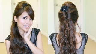 Elegant Prom HalfUpdo Hairstyle  Curly Hair Tutorial  Bebexo [upl. by Aseuqram123]