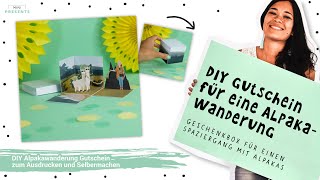 Alpaka Wanderung Gutschein basteln  DIY Alpaka oder Lama Explosionsbox  minipresents [upl. by Kurtz]