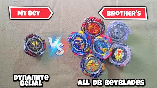 dynamite belial vs all db beyblade fight  belial is strogest beyblade [upl. by Eltsyrk]