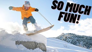 Pow Surfing on the Burton Throwback Snurfer Board [upl. by Collar]