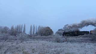 7029 Clun Castle working through a Winter Wonderland [upl. by Atteyek]